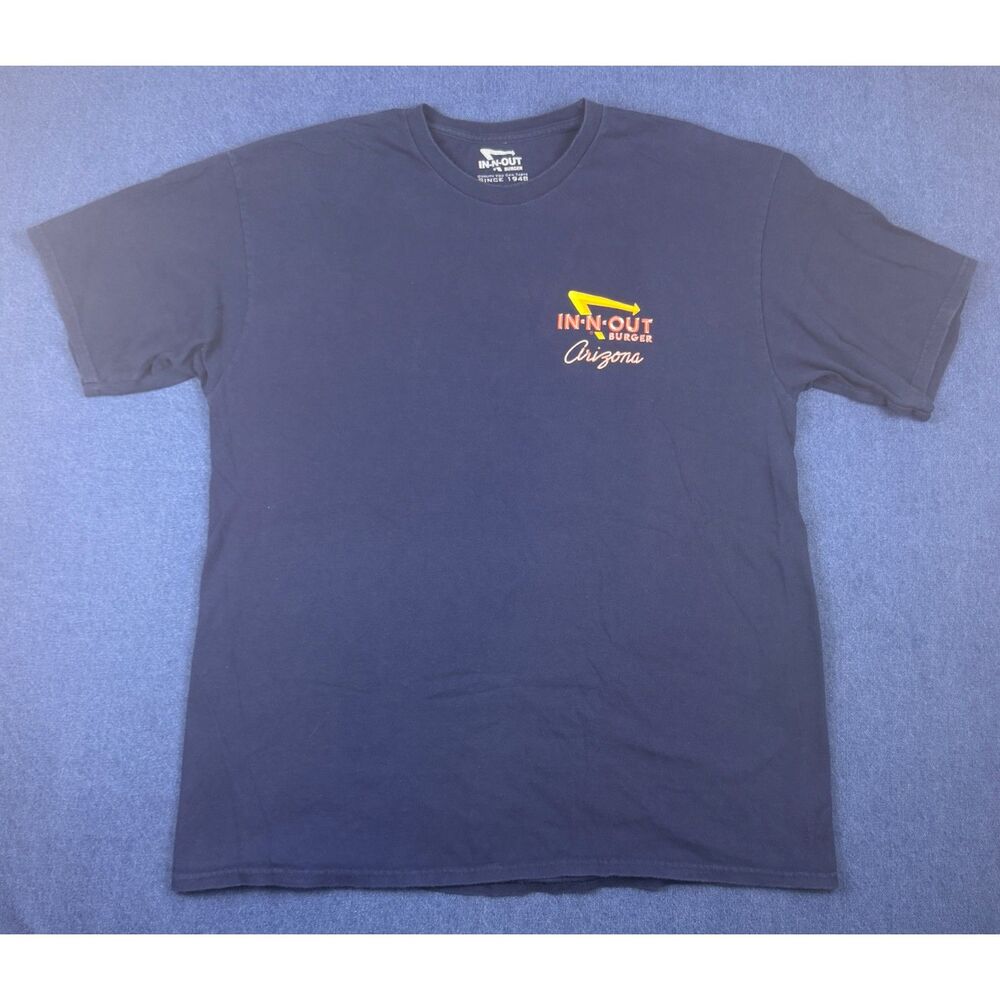 n-N-Out Burger Arizona Graphic T Shirt Mens XL Navy Classic Cars Palm Trees
